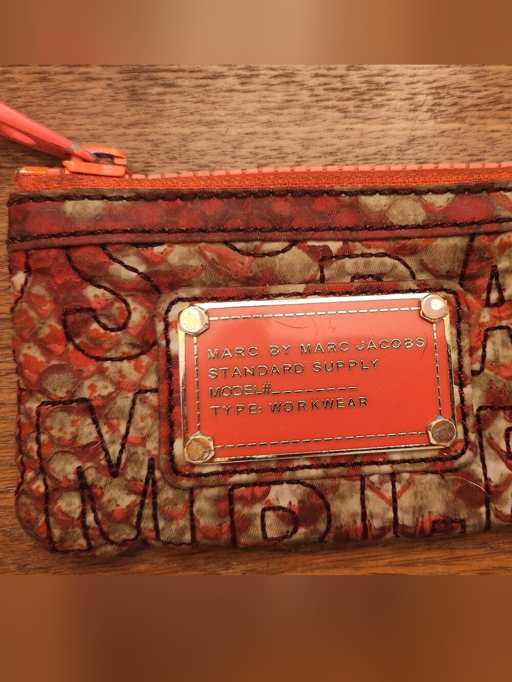 Marc by Marc Jacobs Orange Quilted Logo Wristlet Pouch
